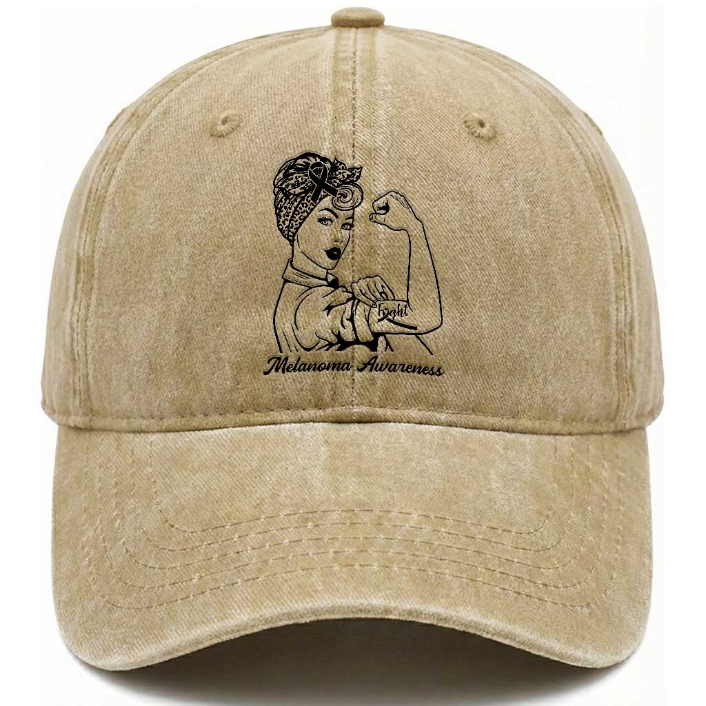 Melanoma Awareness Strong Woman Washed Cotton Baseball Cap Feminist Warrior TS12 Print Your Wear