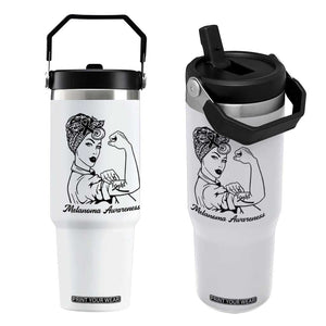Melanoma Awareness Strong Woman Flip Straw Tumbler Feminist Warrior TS12 One Size: 30 oz White Print Your Wear