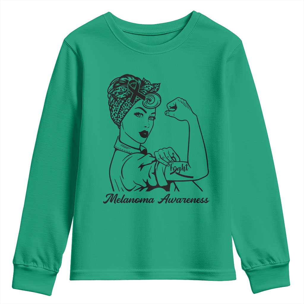 Melanoma Awareness Strong Woman Youth Sweatshirt Feminist Warrior TS12 Irish Green Print Your Wear