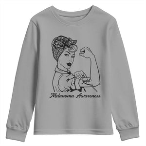 Melanoma Awareness Strong Woman Youth Sweatshirt Feminist Warrior TS12 Sport Gray Print Your Wear