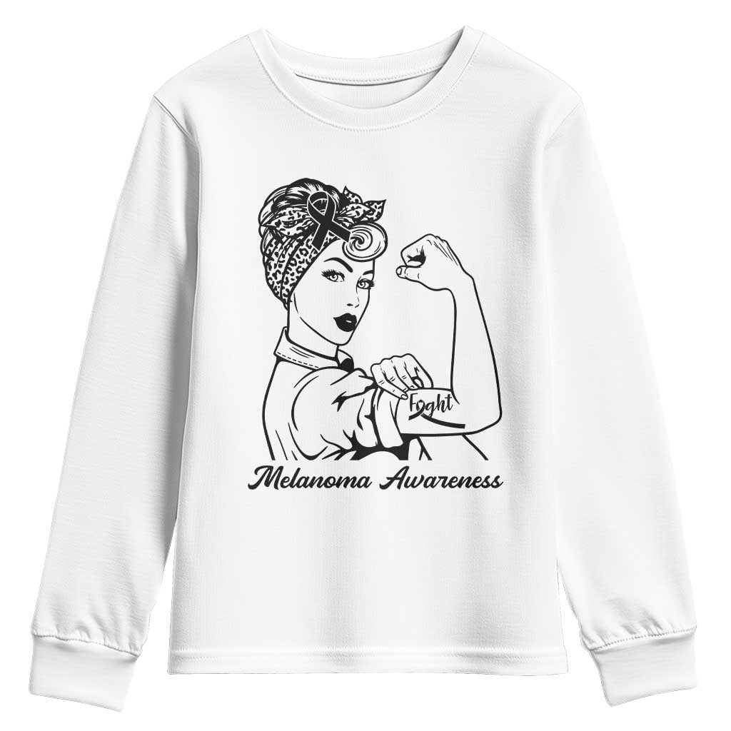 Melanoma Awareness Strong Woman Youth Sweatshirt Feminist Warrior TS12 White Print Your Wear