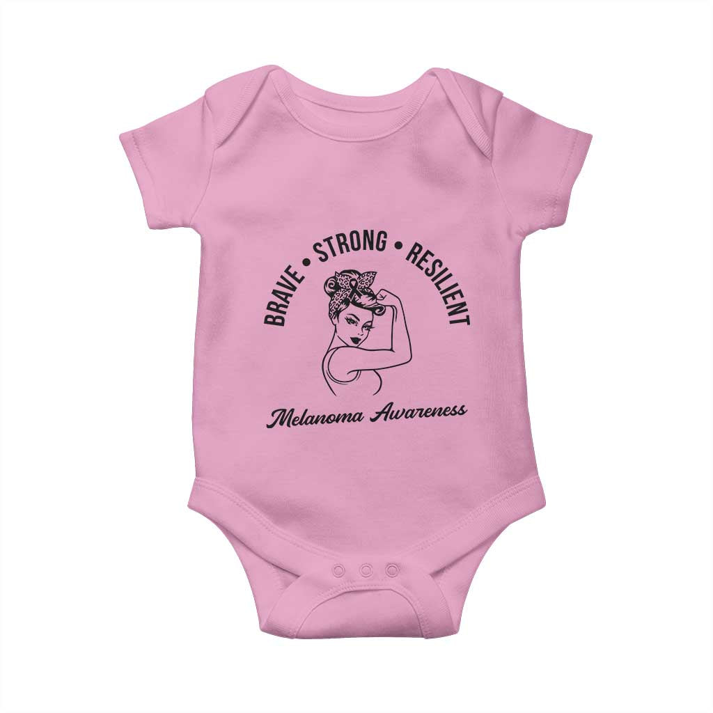 Melanoma Awareness Strong Woman Baby Onesie Brave Strong Resilient Warrior TS12 Light Pink Print Your Wear