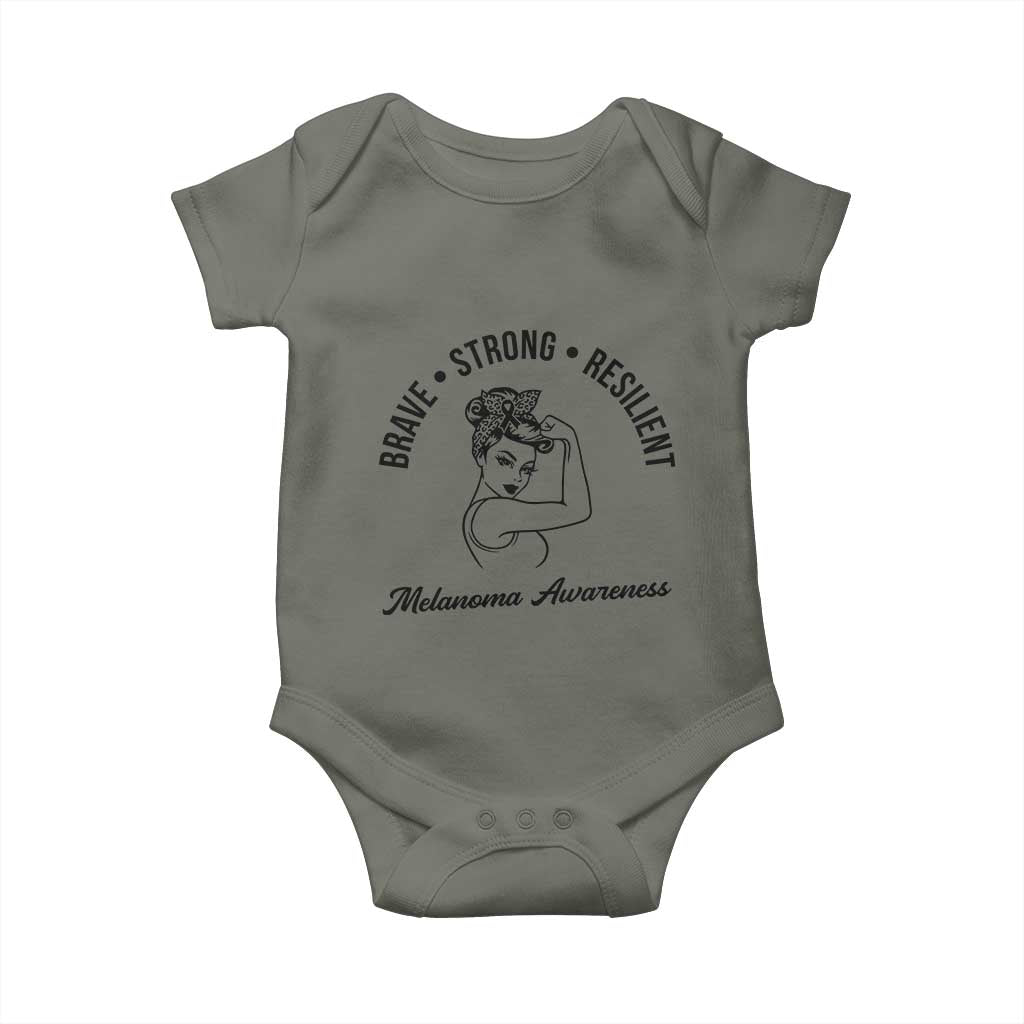 Melanoma Awareness Strong Woman Baby Onesie Brave Strong Resilient Warrior TS12 Military Green Print Your Wear