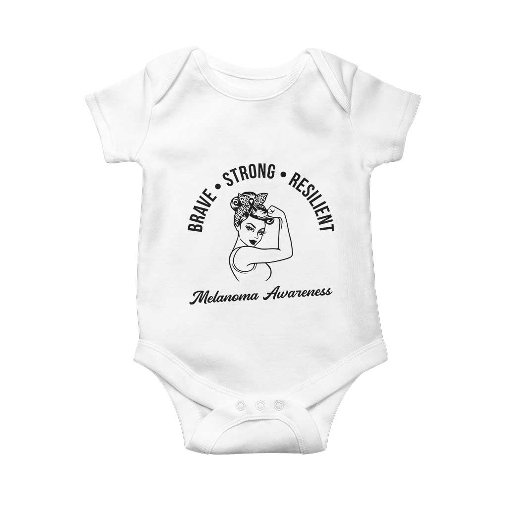 Melanoma Awareness Strong Woman Baby Onesie Brave Strong Resilient Warrior TS12 White Print Your Wear