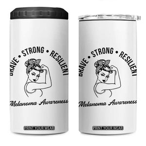 Melanoma Awareness Strong Woman 4 in 1 Can Cooler Tumbler Brave Strong Resilient Warrior TS12 One Size: 16 oz White Print Your Wear