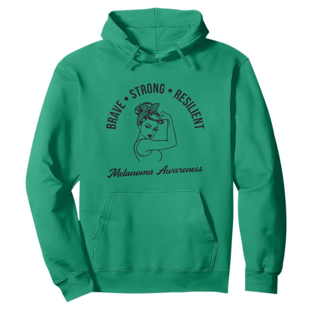 Melanoma Awareness Strong Woman Hoodie Brave Strong Resilient Warrior TS12 Irish Green Print Your Wear