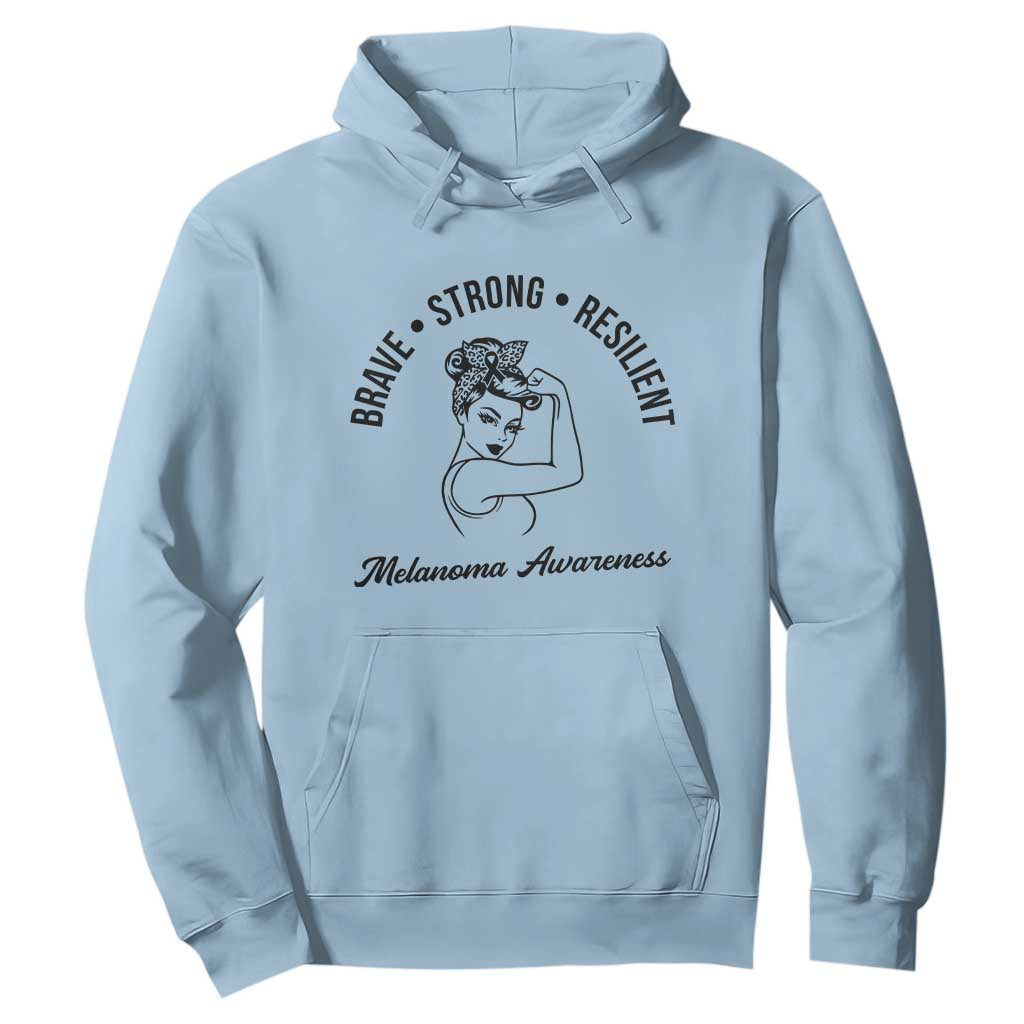 Melanoma Awareness Strong Woman Hoodie Brave Strong Resilient Warrior TS12 Light Blue Print Your Wear