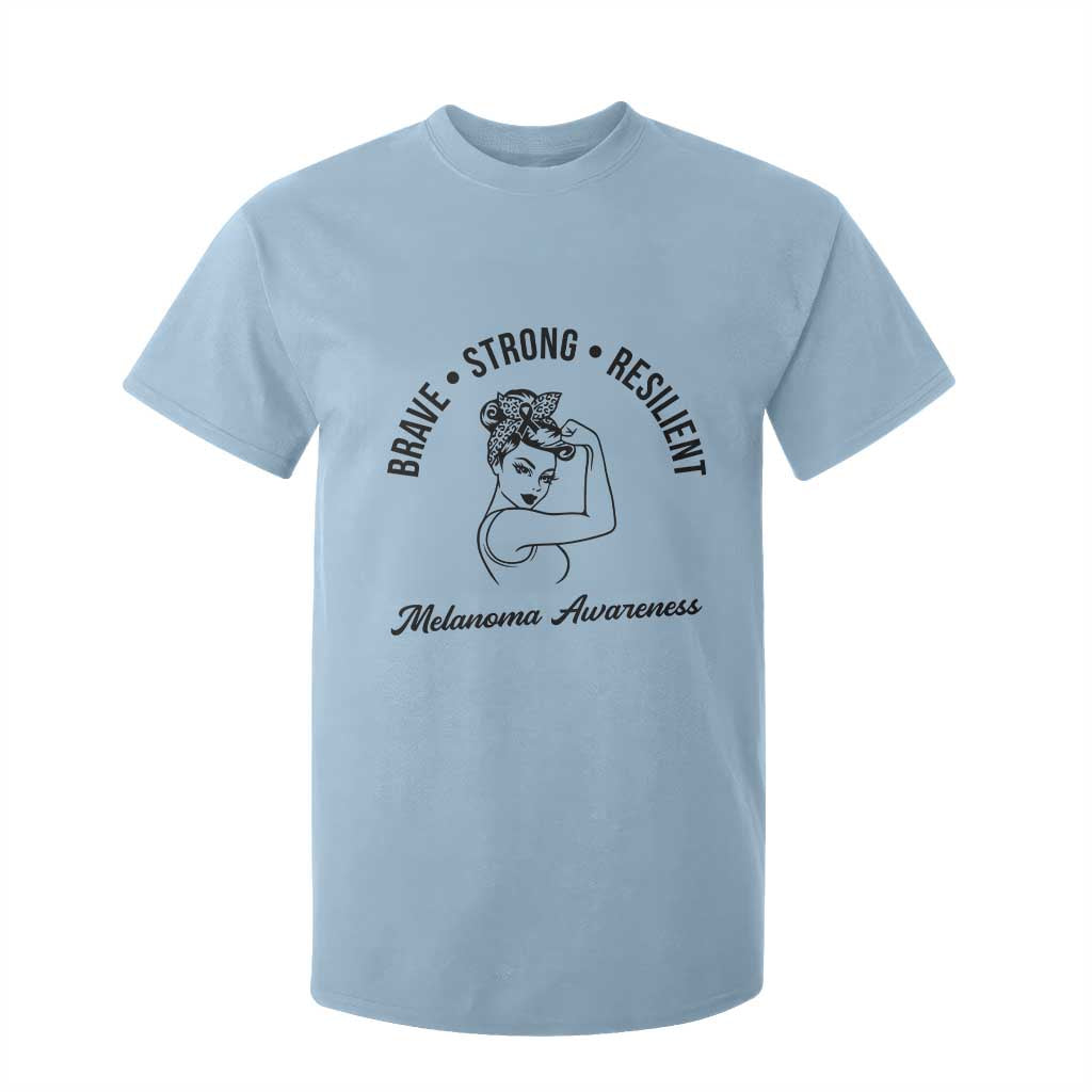 Melanoma Awareness Strong Woman T Shirt For Kid Brave Strong Resilient Warrior TS12 Light Blue Print Your Wear