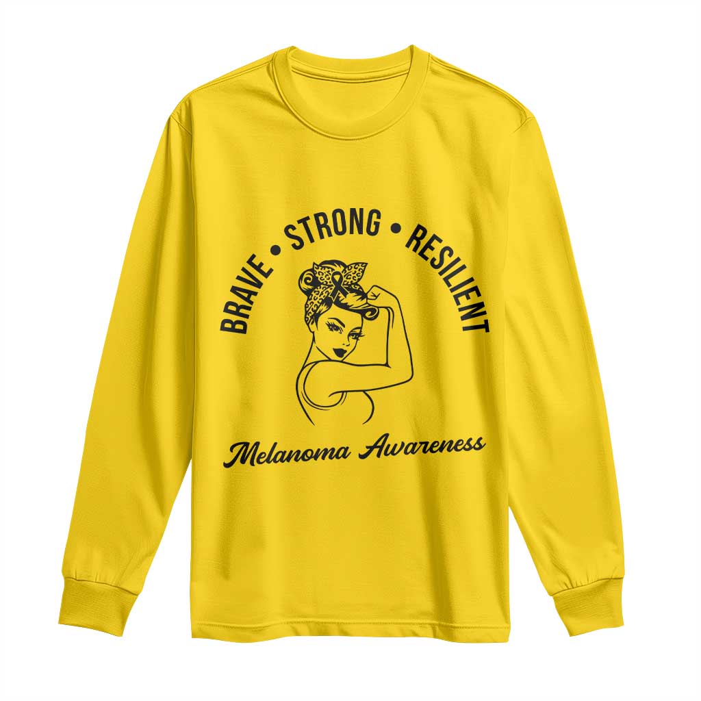 Melanoma Awareness Strong Woman Long Sleeve Shirt Brave Strong Resilient Warrior TS12 Daisy Print Your Wear