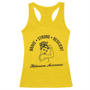 Melanoma Awareness Strong Woman Racerback Tank Top Brave Strong Resilient Warrior TS12 Daisy Print Your Wear