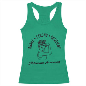 Melanoma Awareness Strong Woman Racerback Tank Top Brave Strong Resilient Warrior TS12 Irish Green Print Your Wear