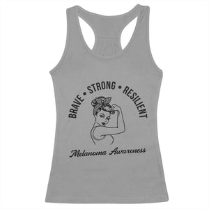 Melanoma Awareness Strong Woman Racerback Tank Top Brave Strong Resilient Warrior TS12 Sport Gray Print Your Wear