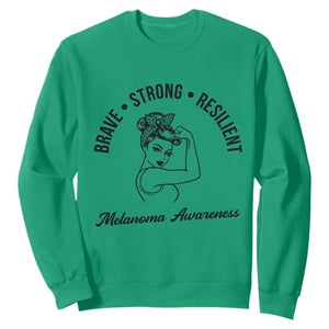 Melanoma Awareness Strong Woman Sweatshirt Brave Strong Resilient Warrior TS12 Irish Green Print Your Wear