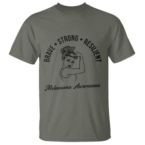 Melanoma Awareness Strong Woman T Shirt Brave Strong Resilient Warrior TS12 Military Green Print Your Wear