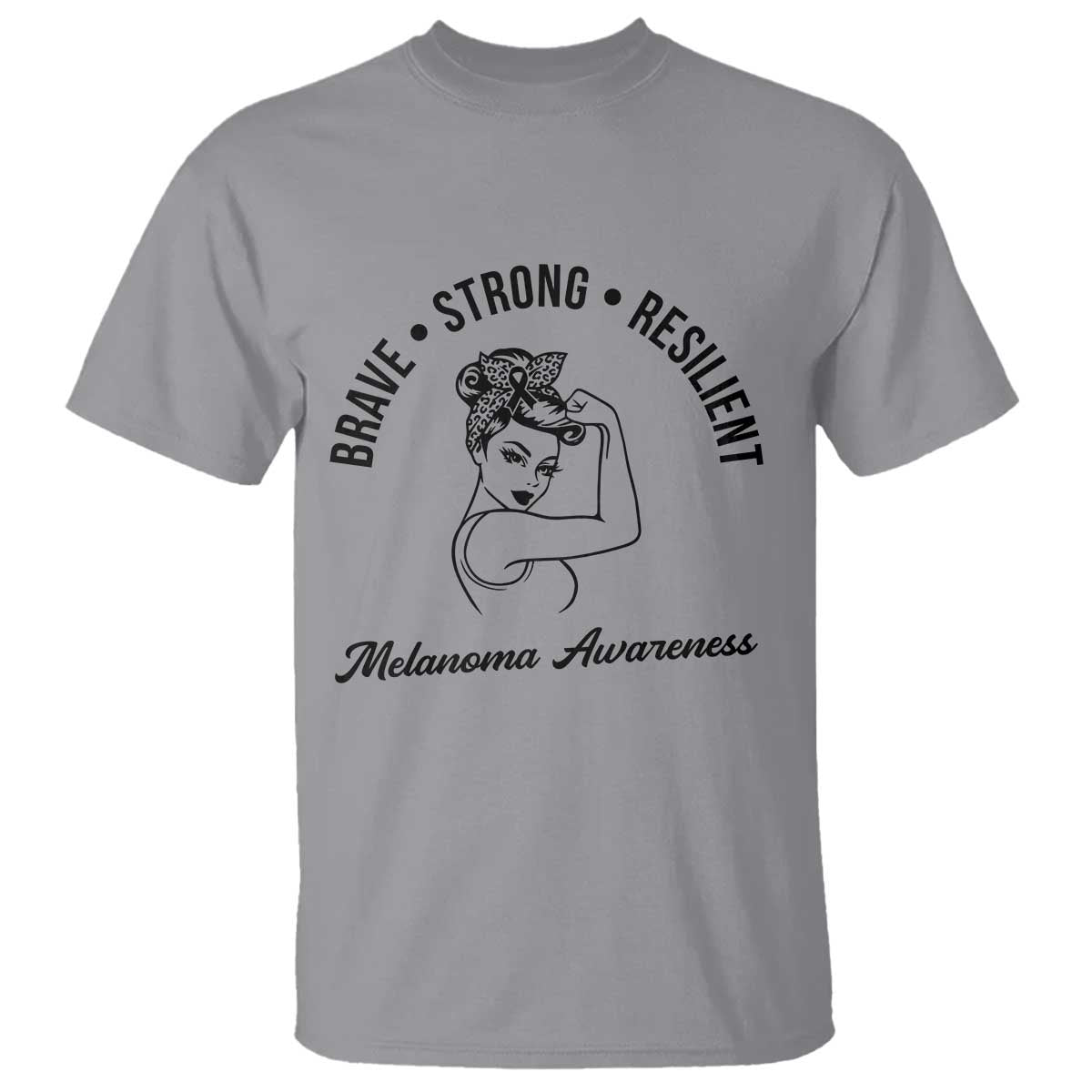 Melanoma Awareness Strong Woman T Shirt Brave Strong Resilient Warrior TS12 Sport Gray Print Your Wear
