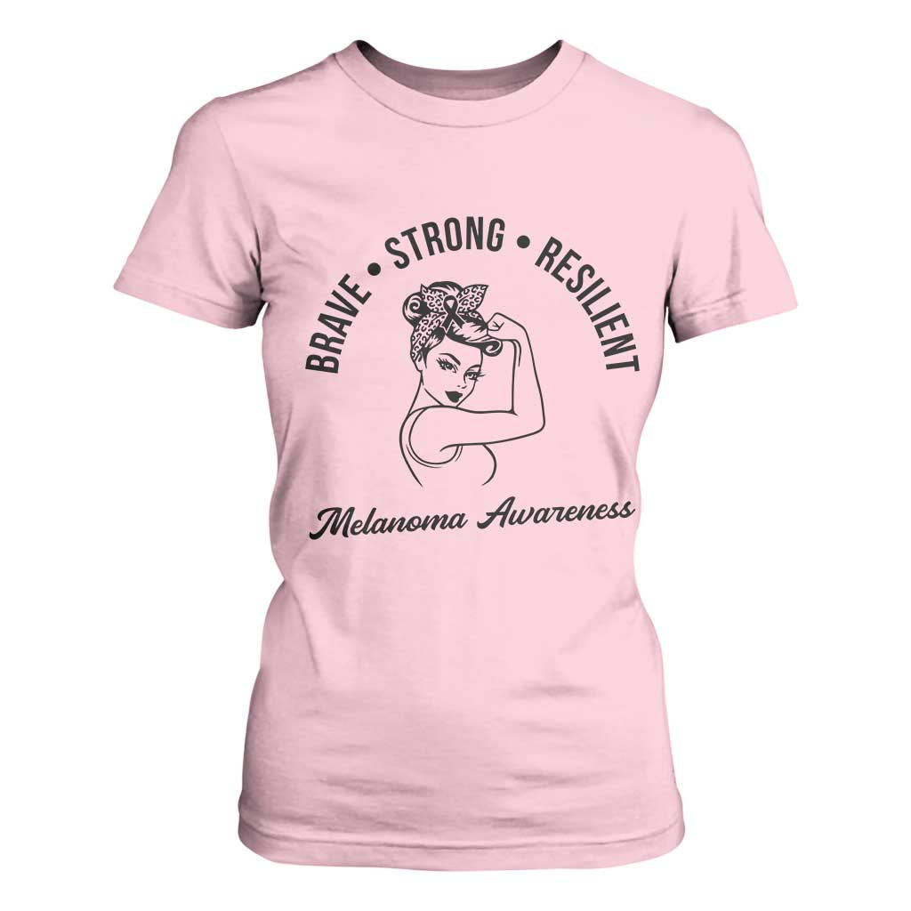Melanoma Awareness Strong Woman T Shirt For Women Brave Strong Resilient Warrior TS12 Light Pink Print Your Wear