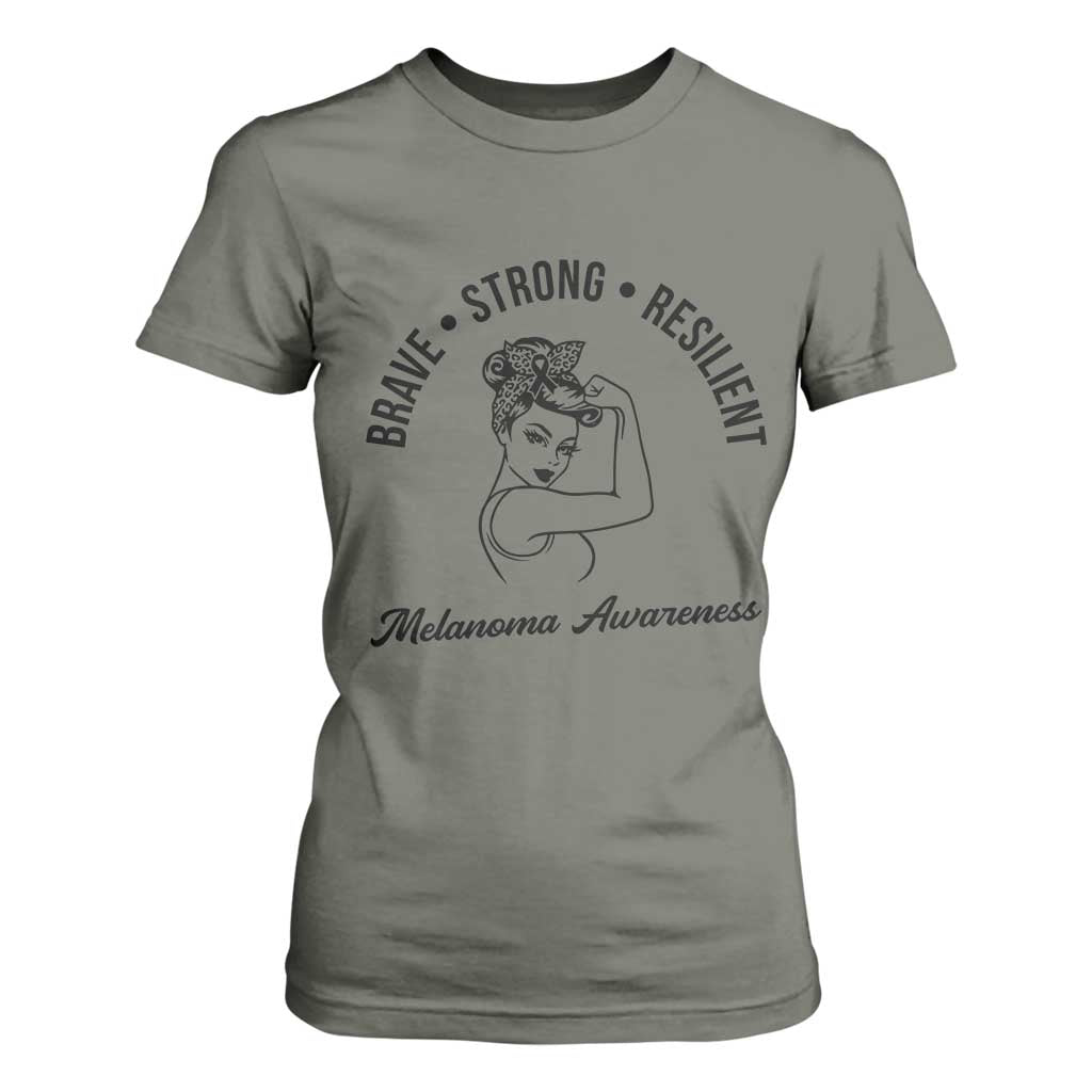 Melanoma Awareness Strong Woman T Shirt For Women Brave Strong Resilient Warrior TS12 Military Green Print Your Wear