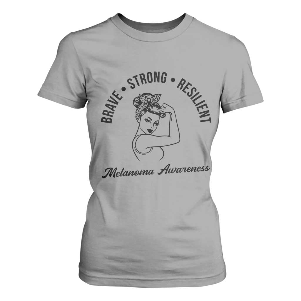 Melanoma Awareness Strong Woman T Shirt For Women Brave Strong Resilient Warrior TS12 Sport Gray Print Your Wear