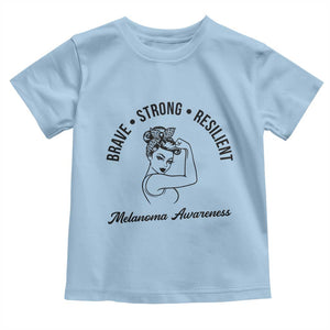 Melanoma Awareness Strong Woman Toddler T Shirt Brave Strong Resilient Warrior TS12 Light Blue Print Your Wear