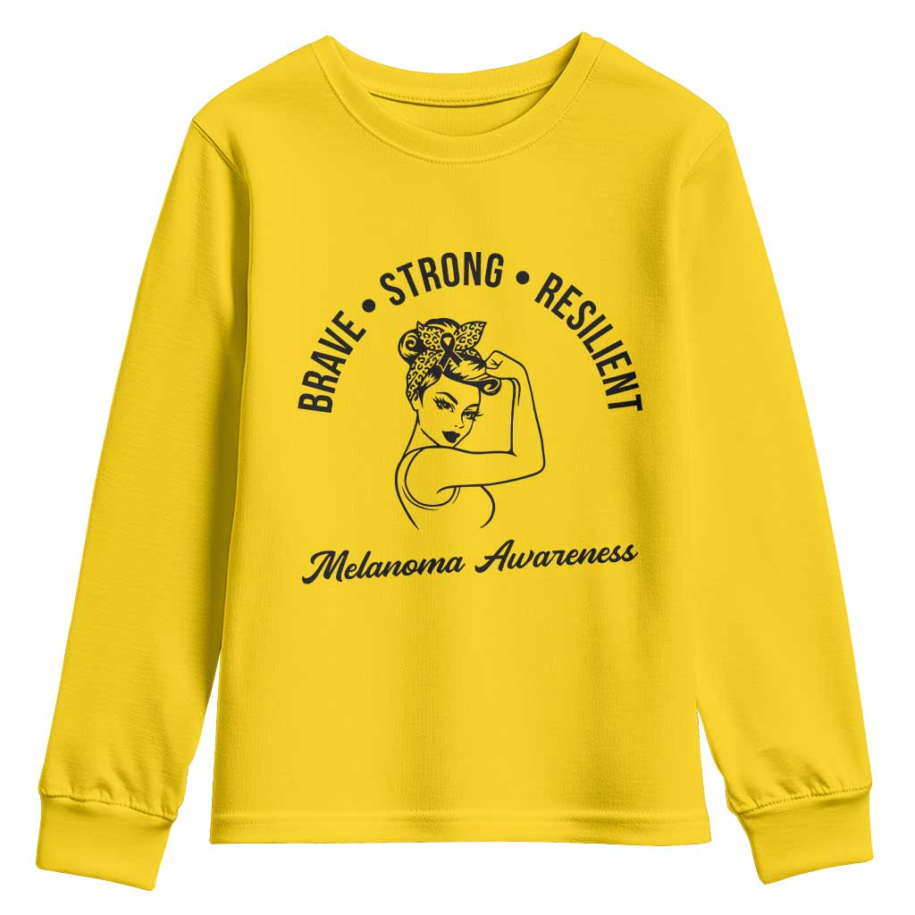 Melanoma Awareness Strong Woman Youth Sweatshirt Brave Strong Resilient Warrior TS12 Daisy Print Your Wear