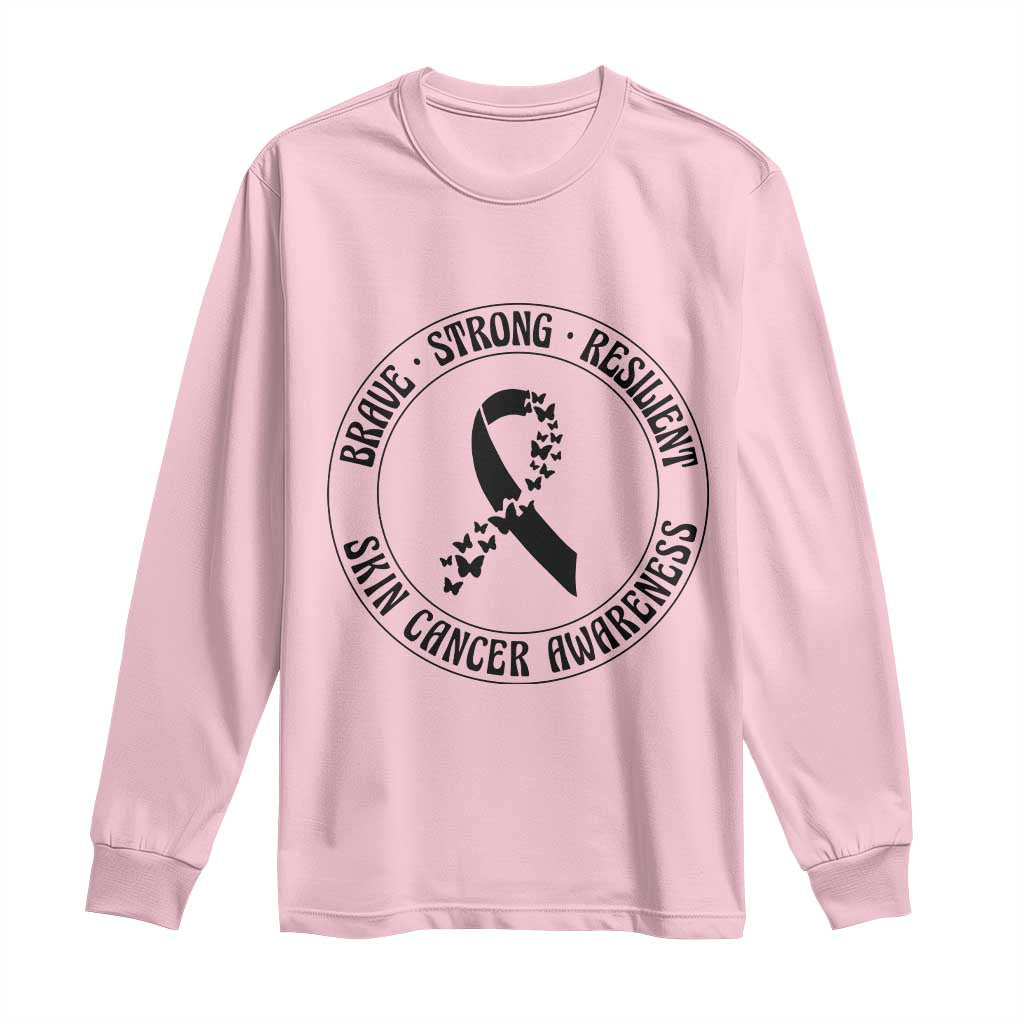 Melanoma Awareness Long Sleeve Shirt Brave Strong Resilient Warrior TS12 Light Pink Print Your Wear