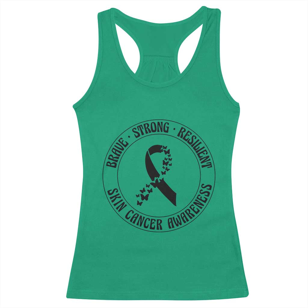 Melanoma Awareness Racerback Tank Top Brave Strong Resilient Warrior TS12 Irish Green Print Your Wear