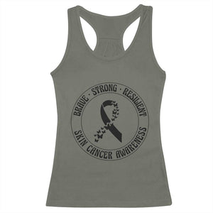 Melanoma Awareness Racerback Tank Top Brave Strong Resilient Warrior TS12 Military Green Print Your Wear