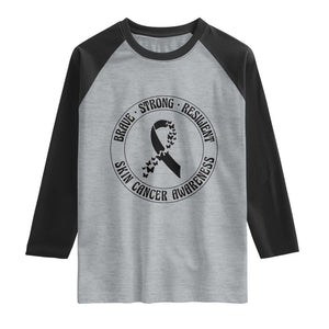 Melanoma Awareness Raglan Shirt Brave Strong Resilient Warrior TS12 Heather Gray Black Print Your Wear