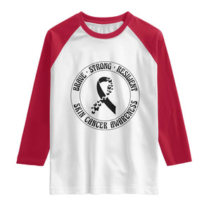 Melanoma Awareness Raglan Shirt Brave Strong Resilient Warrior TS12 White Red Print Your Wear
