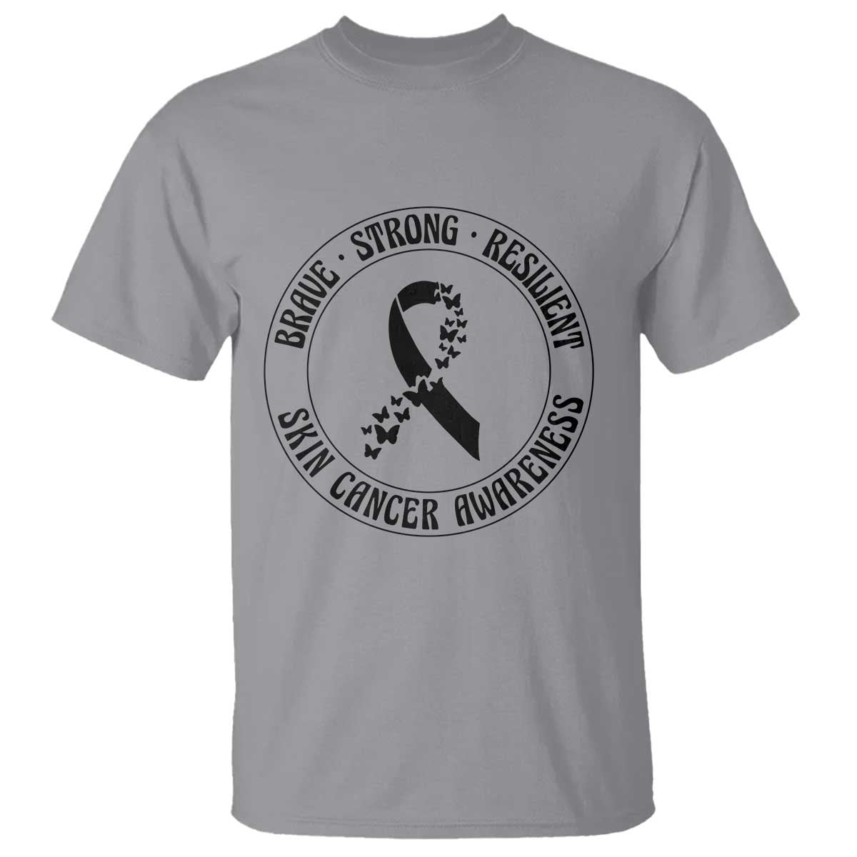 Melanoma Awareness T Shirt Brave Strong Resilient Warrior TS12 Sport Gray Print Your Wear