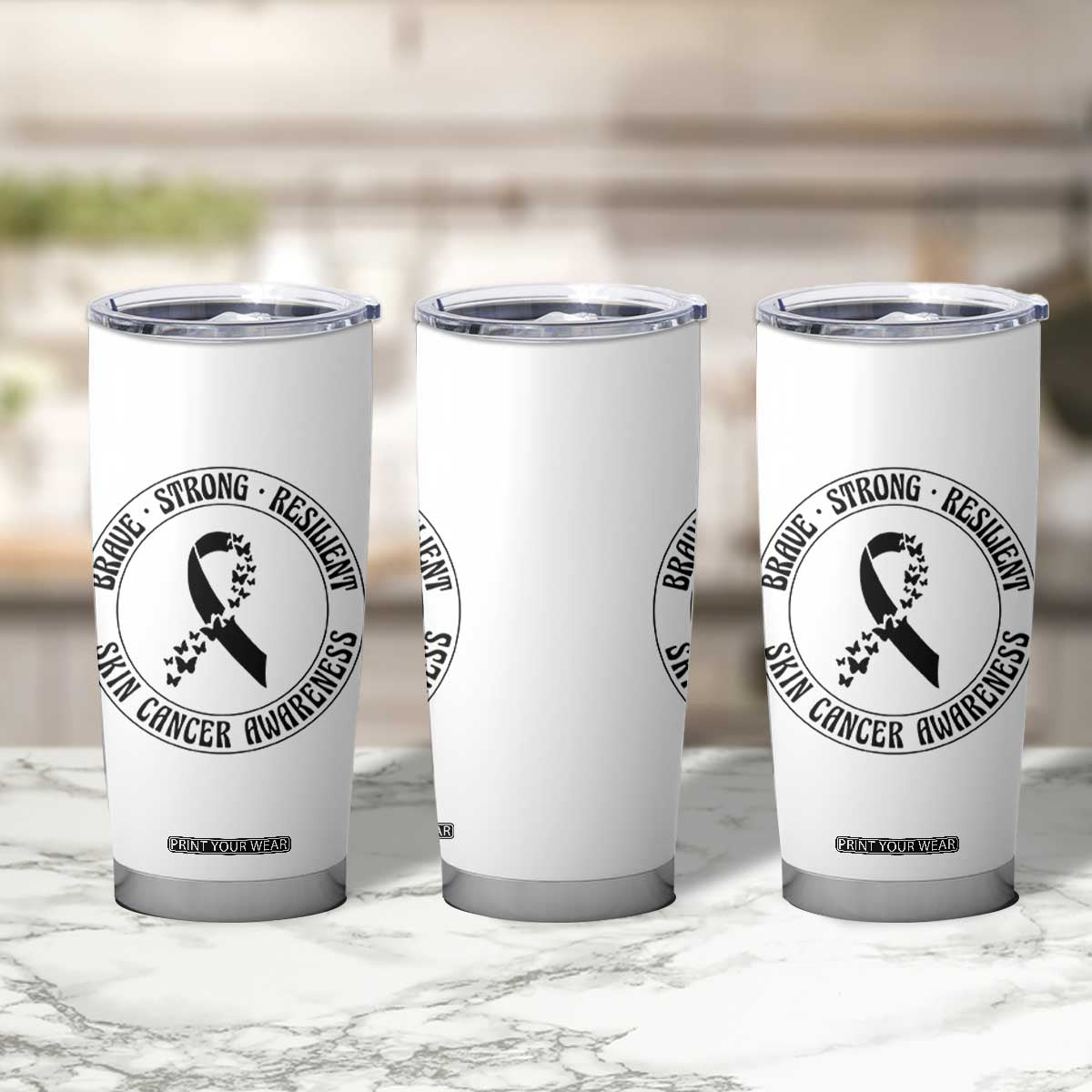 Melanoma Awareness Tumbler Cup Brave Strong Resilient Warrior TS12 Print Your Wear
