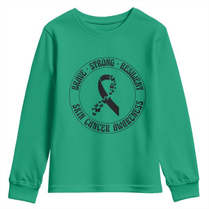Melanoma Awareness Youth Sweatshirt Brave Strong Resilient Warrior TS12 Irish Green Print Your Wear