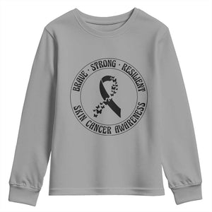 Melanoma Awareness Youth Sweatshirt Brave Strong Resilient Warrior TS12 Sport Gray Print Your Wear