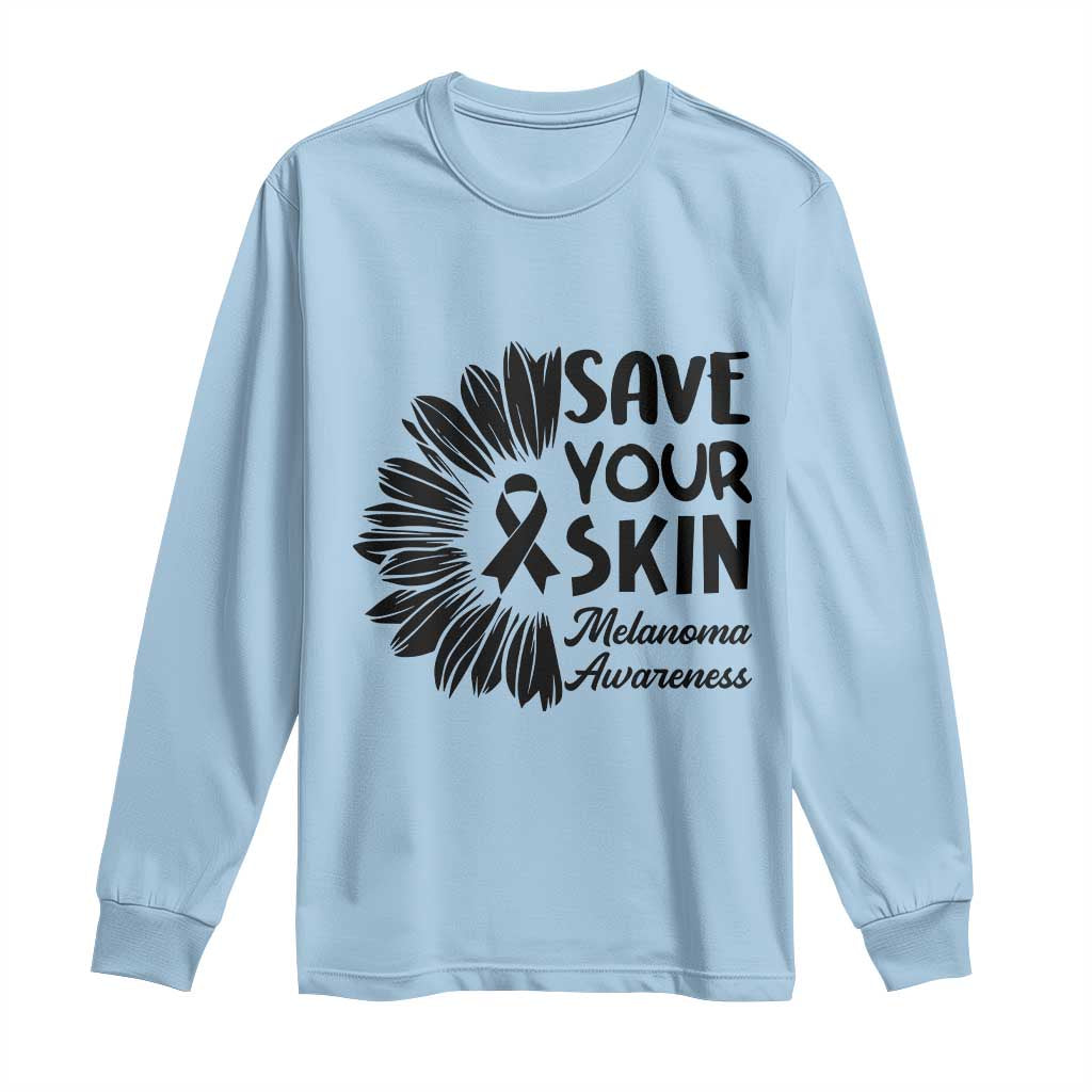 Skin Cancer Fighter Long Sleeve Shirt Save Your Skin TS12 Light Blue Print Your Wear