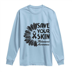 Skin Cancer Fighter Long Sleeve Shirt Save Your Skin TS12 Light Blue Print Your Wear