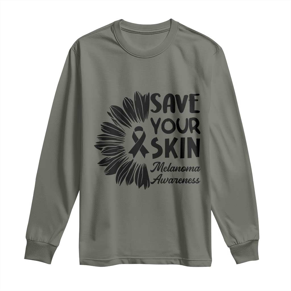 Skin Cancer Fighter Long Sleeve Shirt Save Your Skin TS12 Military Green Print Your Wear