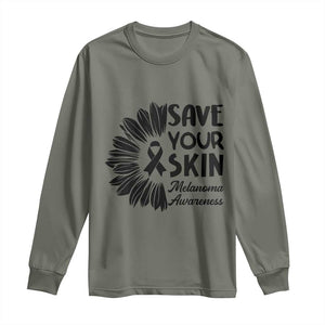 Skin Cancer Fighter Long Sleeve Shirt Save Your Skin TS12 Military Green Print Your Wear