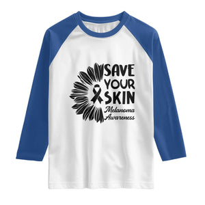Skin Cancer Fighter Raglan Shirt Save Your Skin TS12 White Royal Print Your Wear