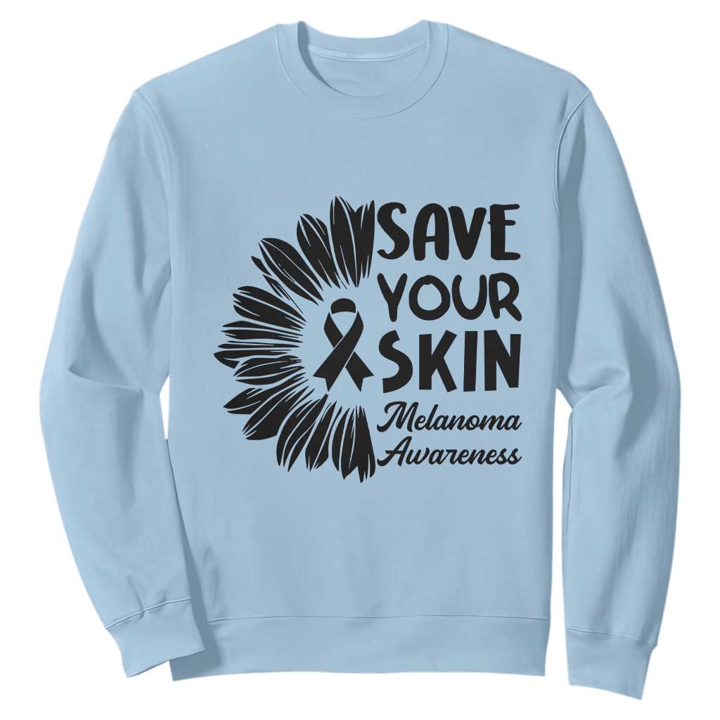 Skin Cancer Fighter Sweatshirt Save Your Skin TS12 Light Blue Print Your Wear