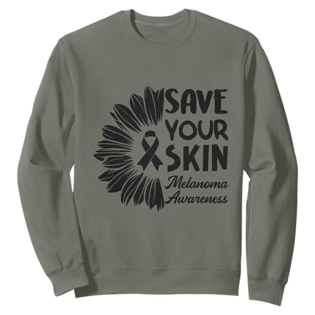 Skin Cancer Fighter Sweatshirt Save Your Skin TS12 Military Green Print Your Wear