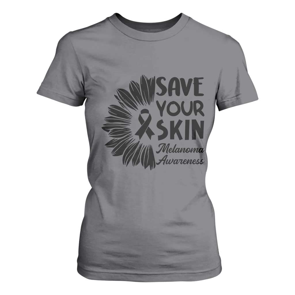 Skin Cancer Fighter T Shirt For Women Save Your Skin TS12 Charcoal Print Your Wear
