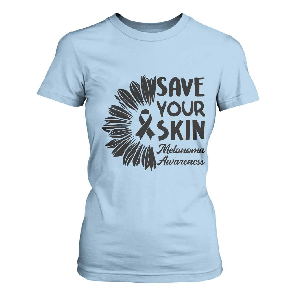 Skin Cancer Fighter T Shirt For Women Save Your Skin TS12 Light Blue Print Your Wear