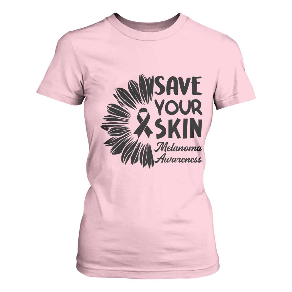 Skin Cancer Fighter T Shirt For Women Save Your Skin TS12 Light Pink Print Your Wear