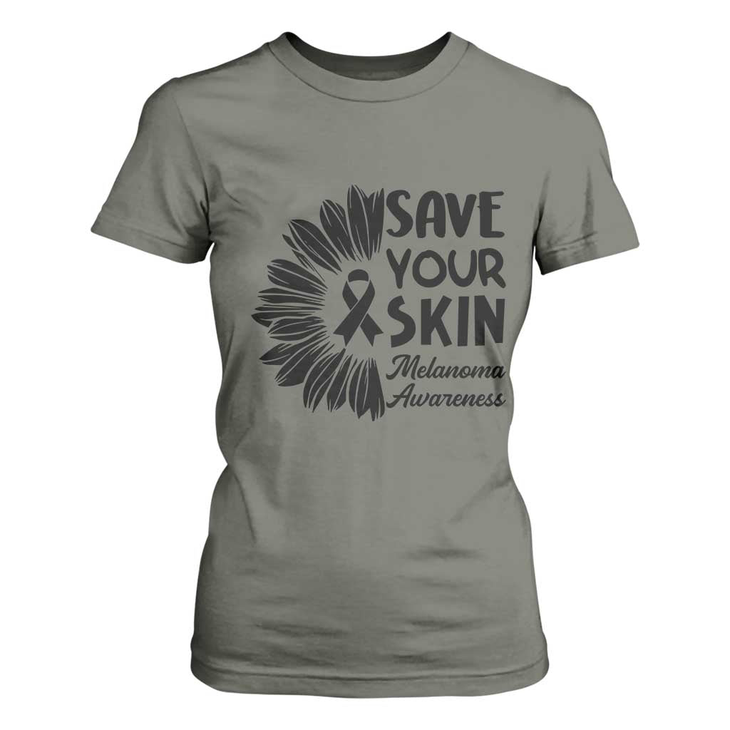 Skin Cancer Fighter T Shirt For Women Save Your Skin TS12 Military Green Print Your Wear