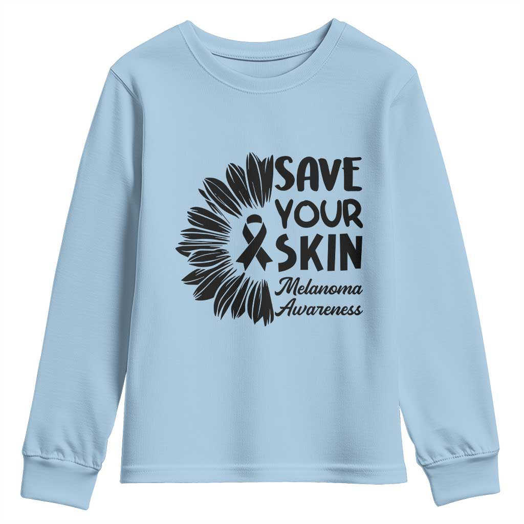Skin Cancer Fighter Youth Sweatshirt Save Your Skin TS12 Light Blue Print Your Wear