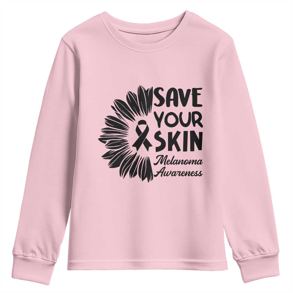 Skin Cancer Fighter Youth Sweatshirt Save Your Skin TS12 Light Pink Print Your Wear