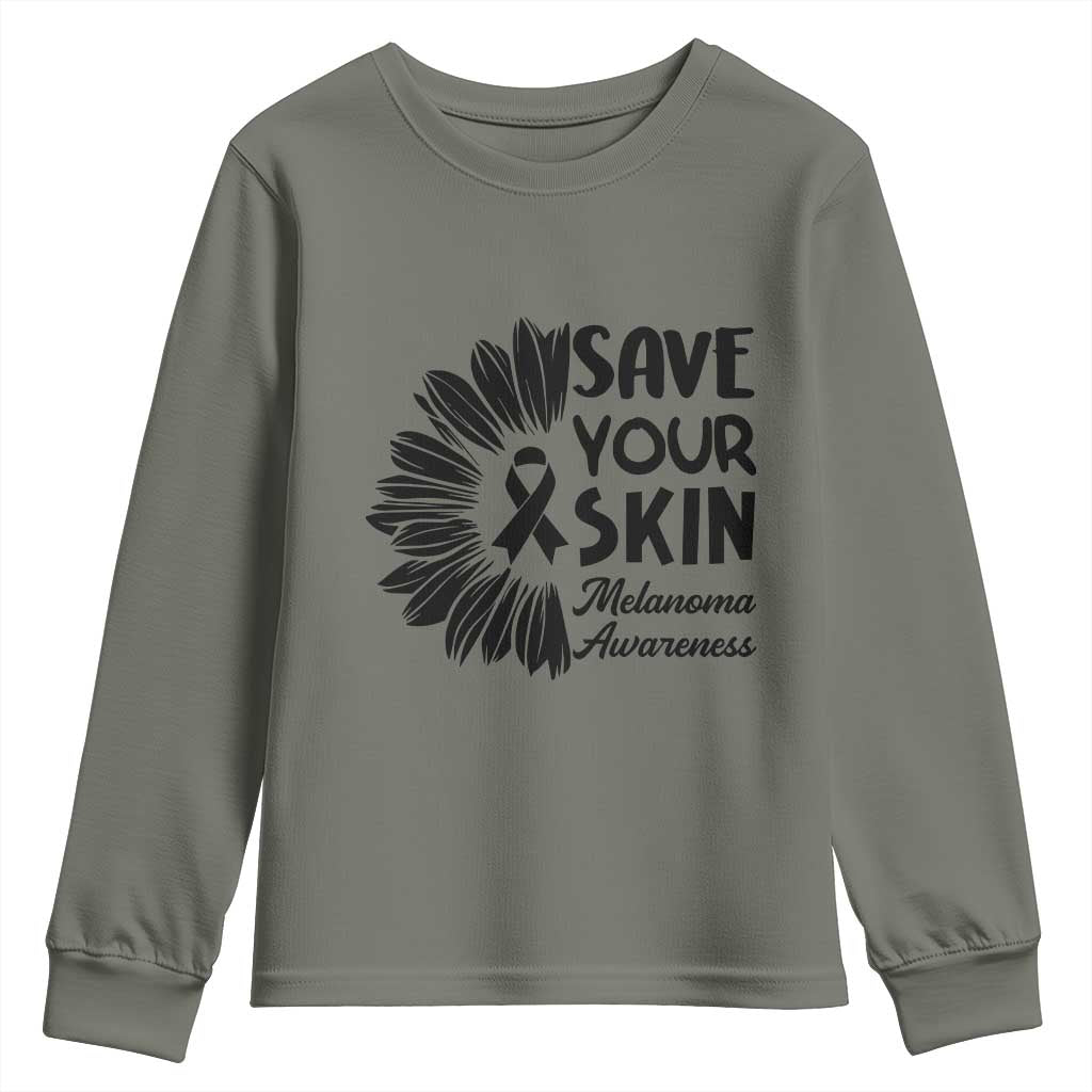 Skin Cancer Fighter Youth Sweatshirt Save Your Skin TS12 Military Green Print Your Wear