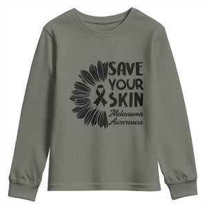 Skin Cancer Fighter Youth Sweatshirt Save Your Skin TS12 Military Green Print Your Wear
