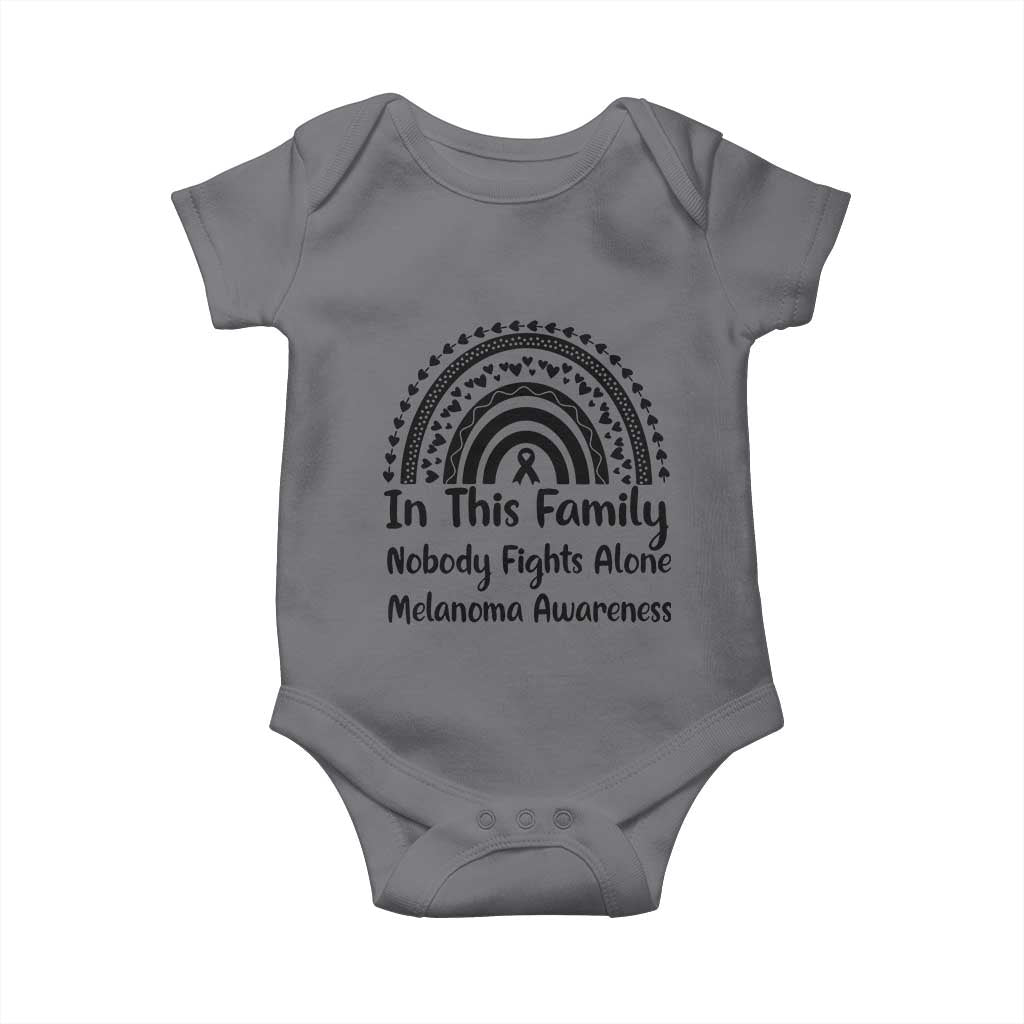 In This Family Nobody Fights Alone Baby Onesie Melanoma Warrior Support TS12 Charcoal Print Your Wear