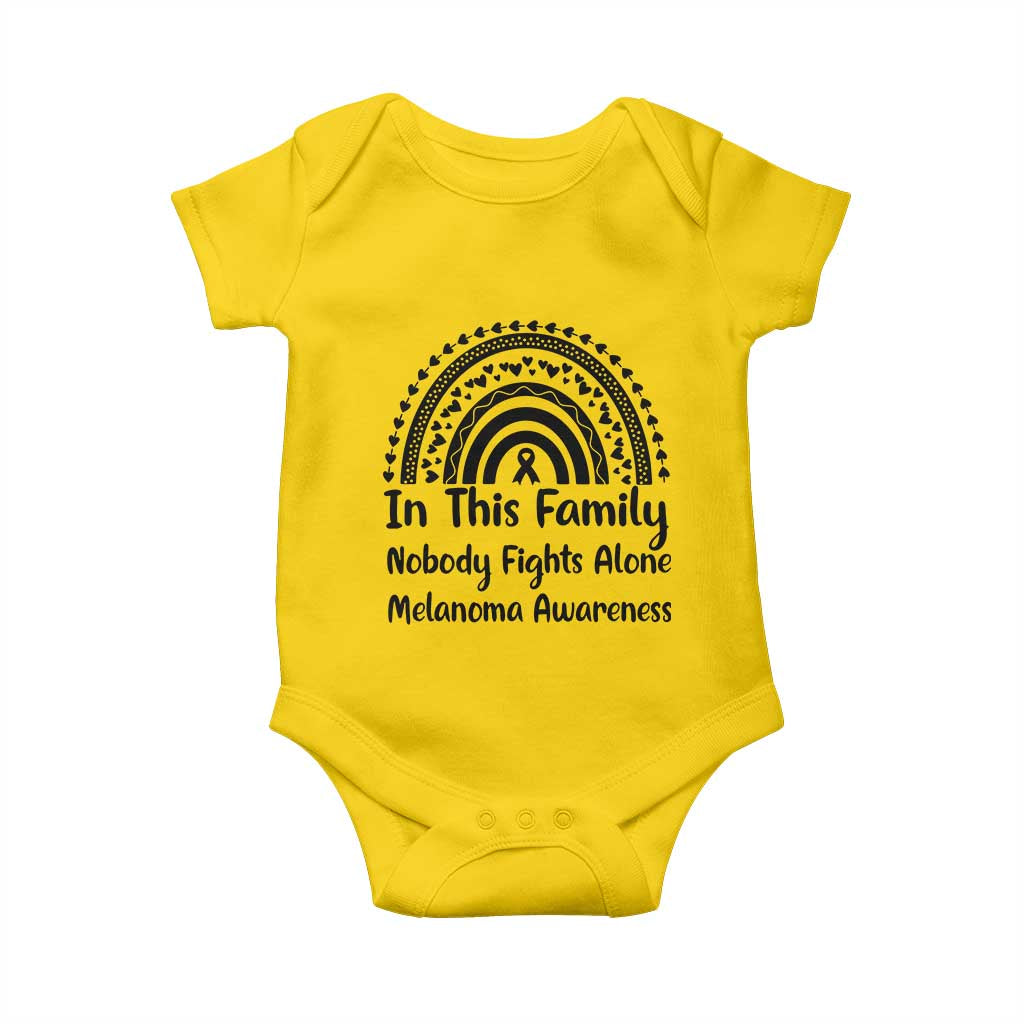 In This Family Nobody Fights Alone Baby Onesie Melanoma Warrior Support TS12 Daisy Print Your Wear